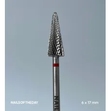 Фреза - конус твердосплавна червона Nailsoftheday, 6*17 мм.
