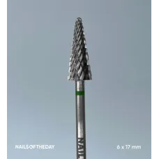 Фреза - конус твердосплавна зелена Nailsoftheday, 6*17 мм