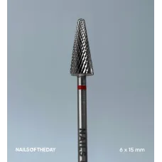 Фреза - конус твердосплавна червона Nailsoftheday, 6*15 мм