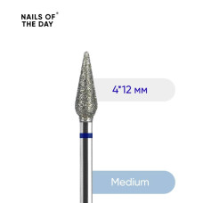 Фреза Довга Брунька — брендована фреза алмазна морква синя Nailsoftheday, 4*12 мм