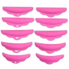 Бігуді для вій рожеві в кейсі S, M, L, M1, M2, 5 пар
