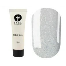 Полігель Saga Professional Exclusive №9 прозорий з великими блискітками, 30 мл