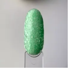Гель-лак для нігтів Art Bubble №B005 напівпрозорий зелений з білими пластівцями, 6 мл