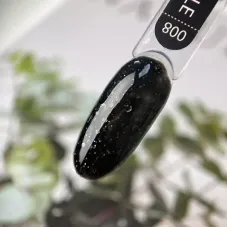 Гель-лак для нігтів Art Bubble №B008 напівпрозорий чорний з білими пластівцями, 6 мл