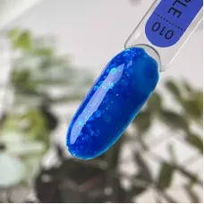 Гель-лак для нігтів Art Bubble №B010 напівпрозорий синій з білими пластівцями, 6 мл