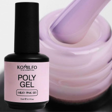 Полігель для нігтів Komilfo PolyGel 001 Milky Pink, 15 мл