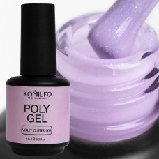 Полігель для нігтів Komilfo PolyGel 009 Violet Glitter, 15 мл