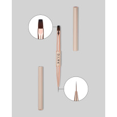 Пензлик Dark двосторонній бежевий (лайнер 11 мм + плоский квадратний гель 9 мм)