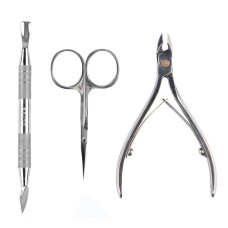 Манікюрний набір Olton у шкіряному чохлі на 3 позиції: нашкірниці M, ножиці 100 мм, лопатка-сокирка