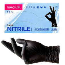 Перчатки MediOk нітрилові чорні,  (розмір S), 100 шт.